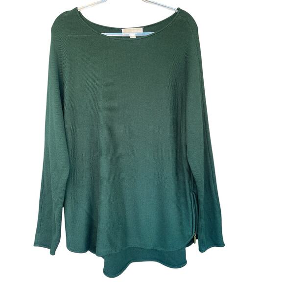 Michael Michael Kors Womens Sweater Extra Large XL Green Side Zip Round Hem - Picture 1 of 12